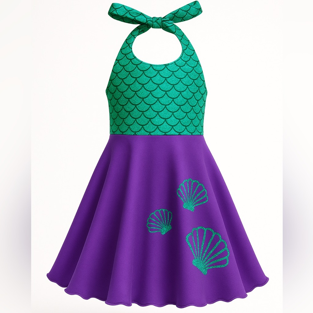 Mermaid Scale & Seashell Twirl Dress